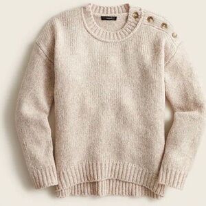 J. Crew Cream Beige Button Shoulder Heathered Sweater Ribbed Alpaca Wool XS Soft